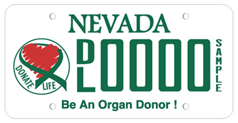 Nevada organ donor specialty license plate sample