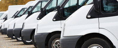 Row of commercial vehicles